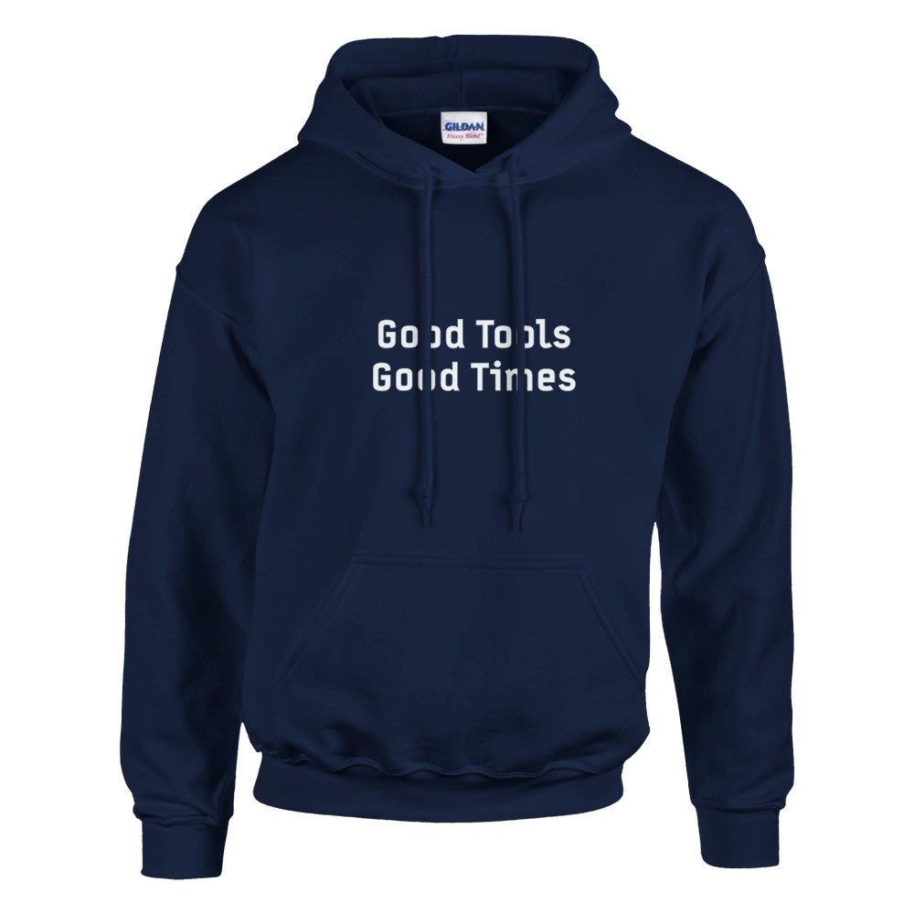 Classic Navy blue soft cotton polyester pullover hooded sweatshirt featuring bold white typography layout