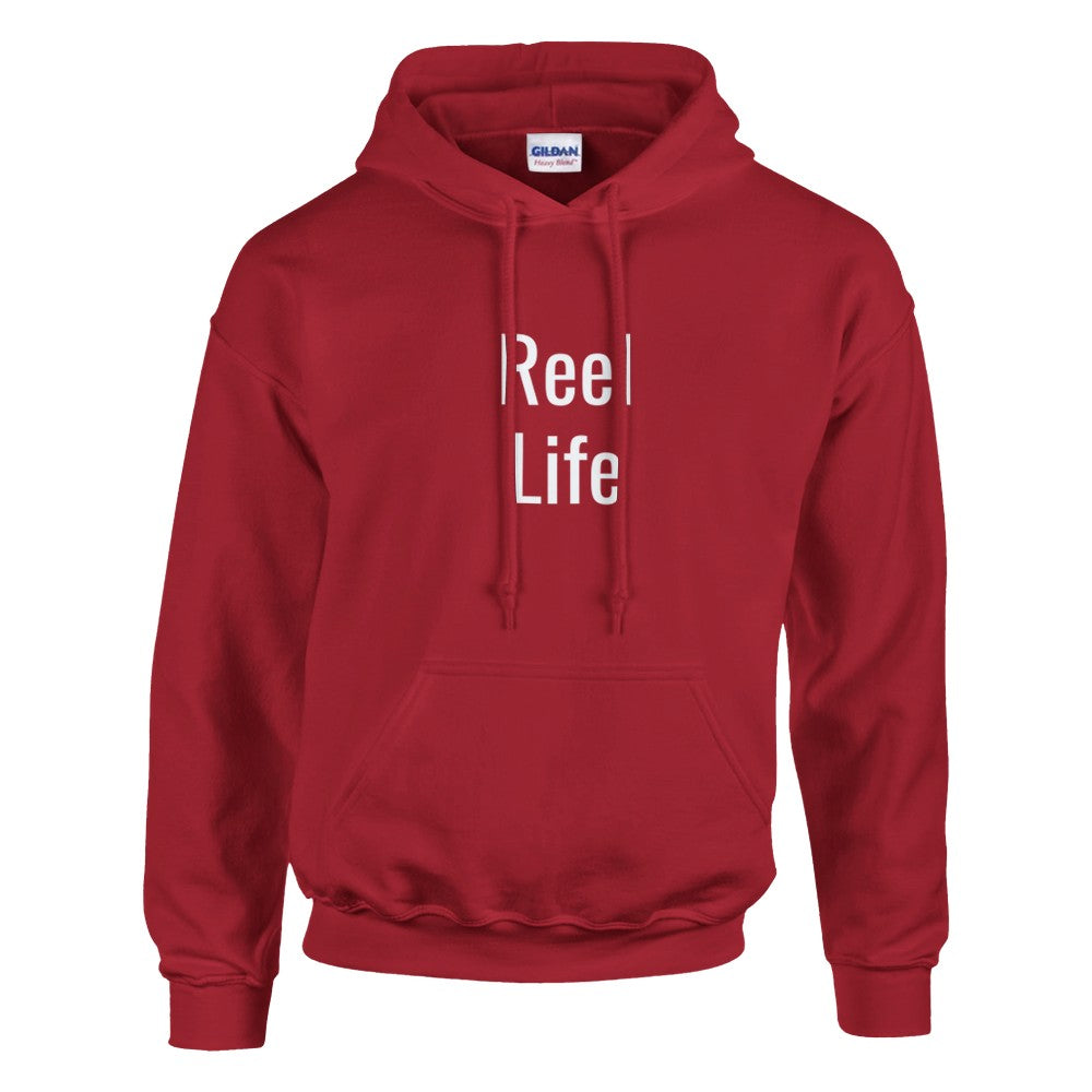 Cherry Red custom printed graphic hoodie featuring sharp minimalist statement design by Dignus