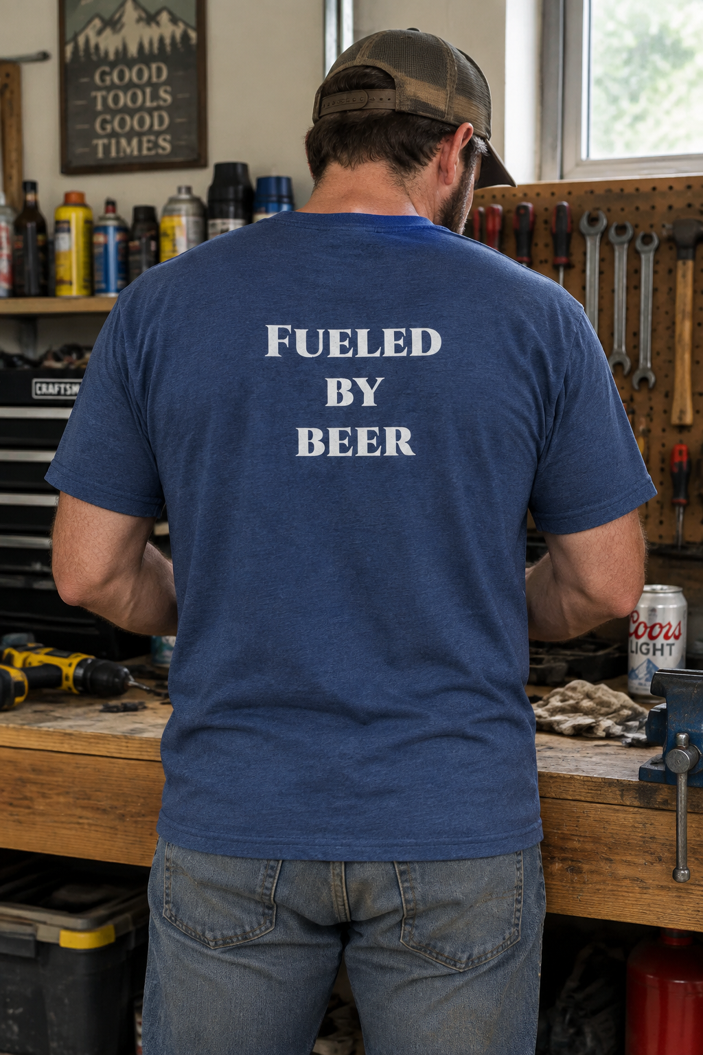 Garage Crew (fueled by beer) Printed T-Shirt | Heavyweight Cotton Tee