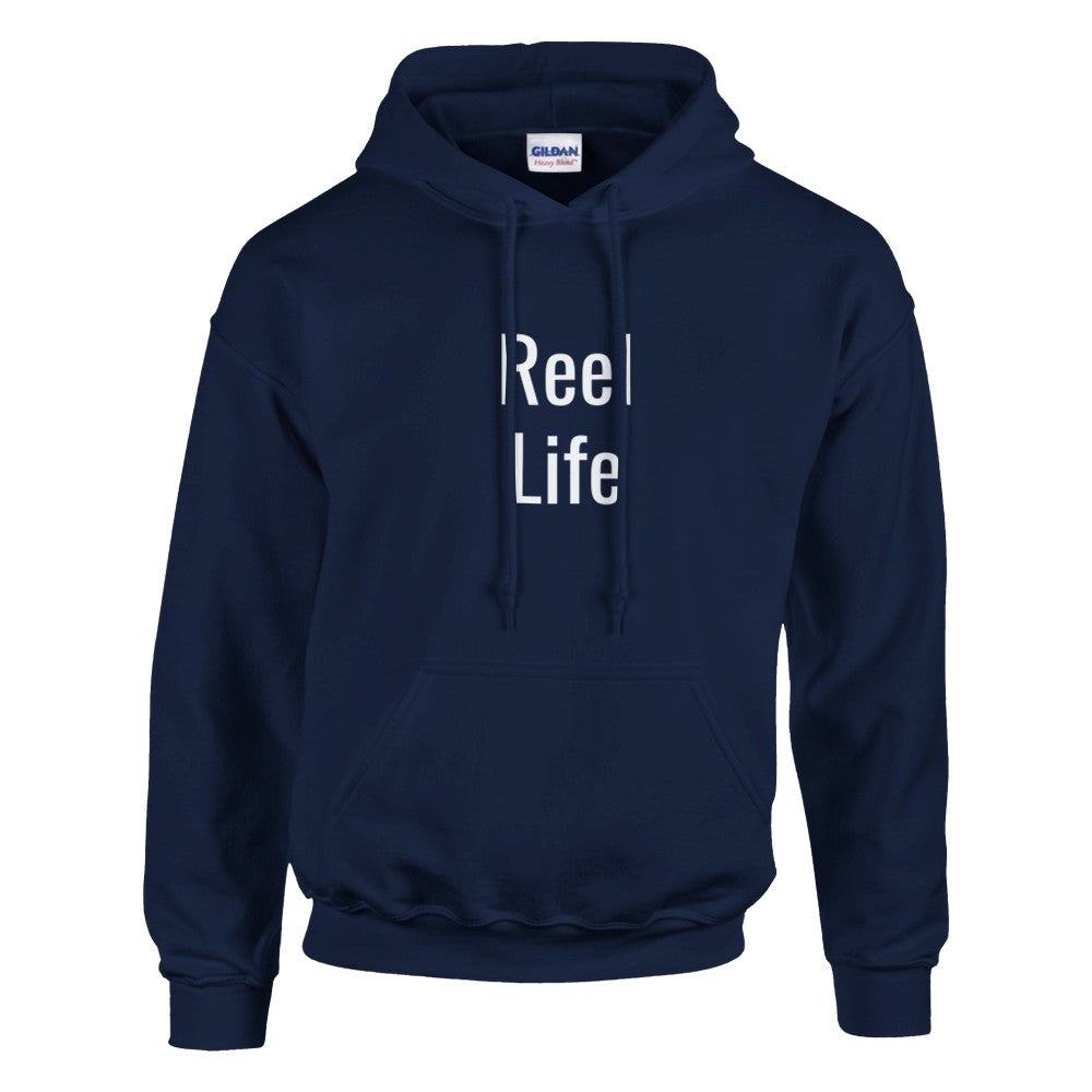 Texture detail of the air jet yarn anti pilling fabric on the Navy Reel Life pullover sweatshirt
