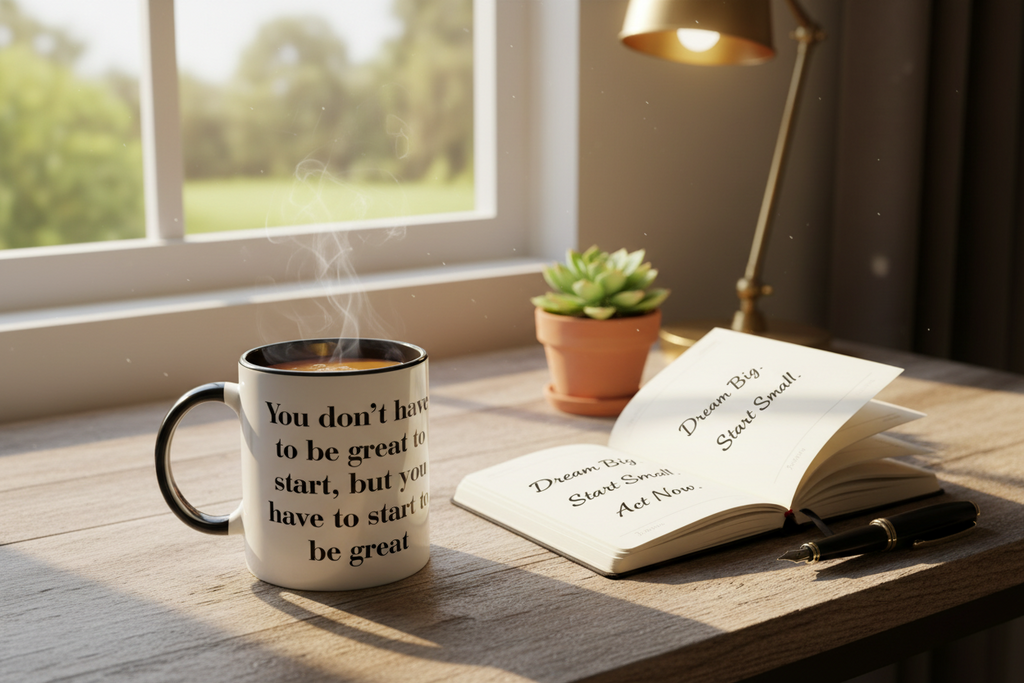 You don`t have to be great to start, but you have to start to be great Print mug