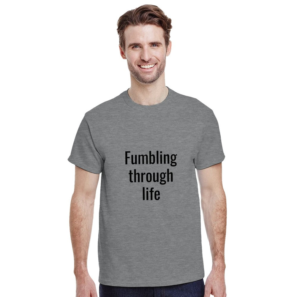 Fumbling Through Life printed t-shirt in Sport Grey relaxed classic fit streetwear style